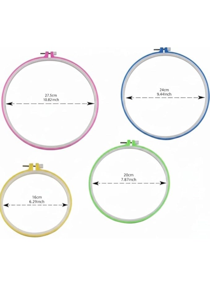 حلقات تطريز بلاستيك ملونة طقم بألوان متعددة، خفيفة الوزن ومتينة، مناسبة للتطريز اليدوي، الخياطة، الكروشيه، والأشغال اليدوية والفنية (4 قطع) - Image 3